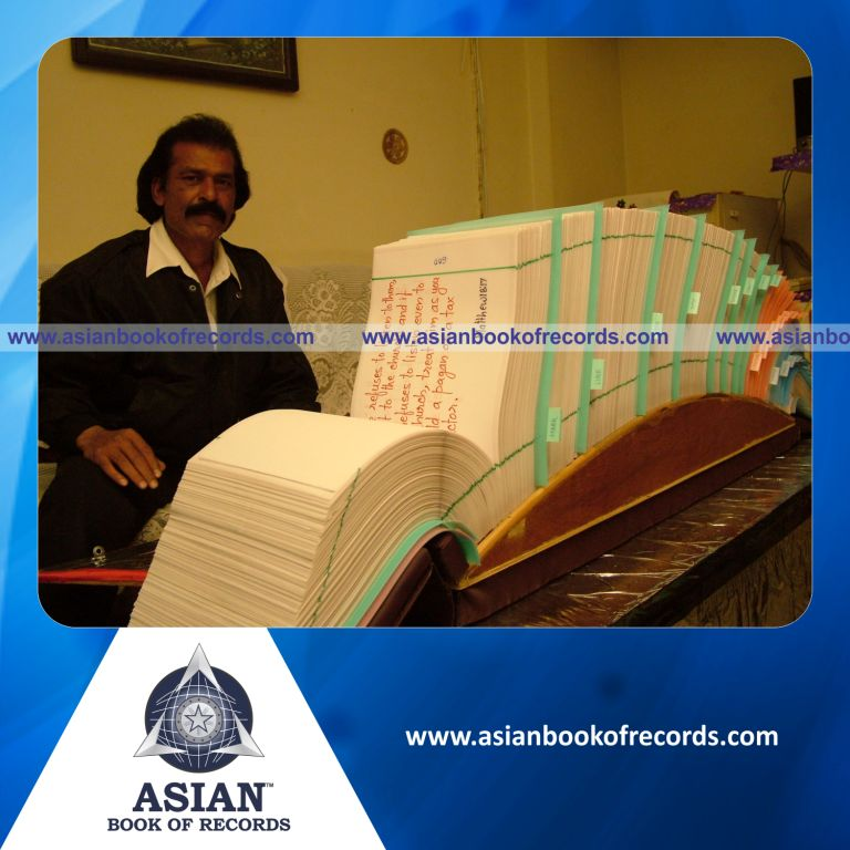 Largest Handwritten Bible made by an Individual (Male)