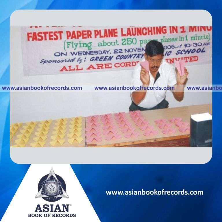 Highest Number of Paper Planes Launched by an Individual (Male) in 1 Minute