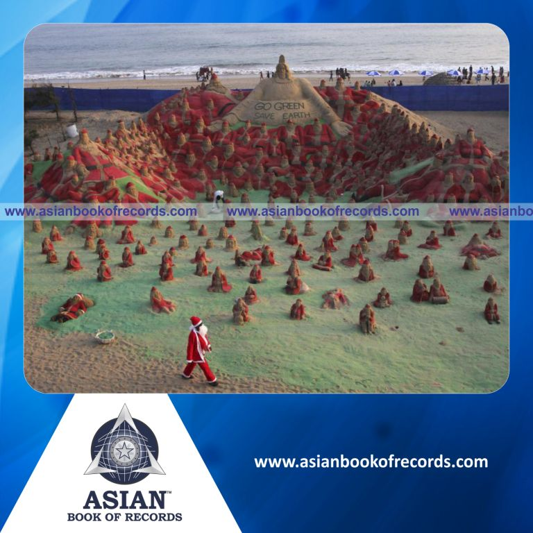 Highest Number of Santa Claus Sand Sculptures made by an Individual (Male) in 36 Hours
