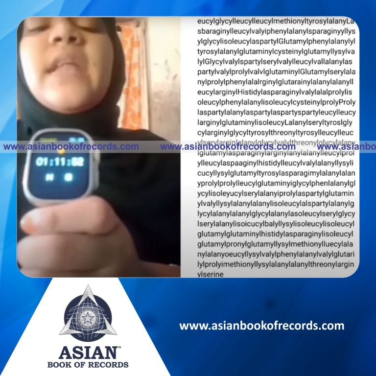 Highest Number of Letters in the Longest Word Recited by a Teenager