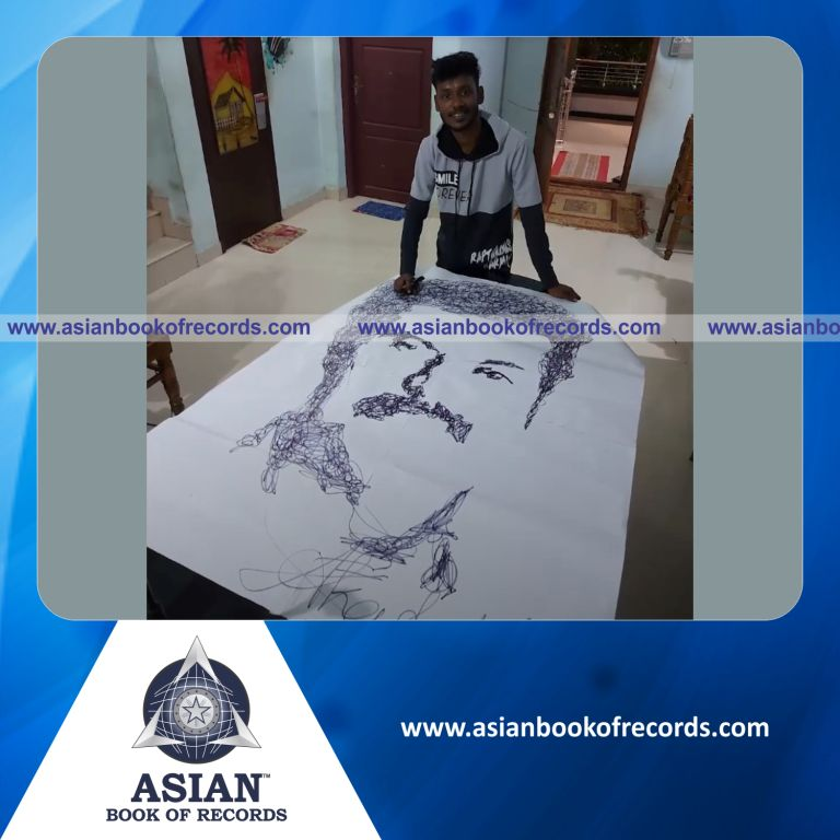 Largest Portrait Made of Indian Actor Mammootty with Non-Stop Scribble Art