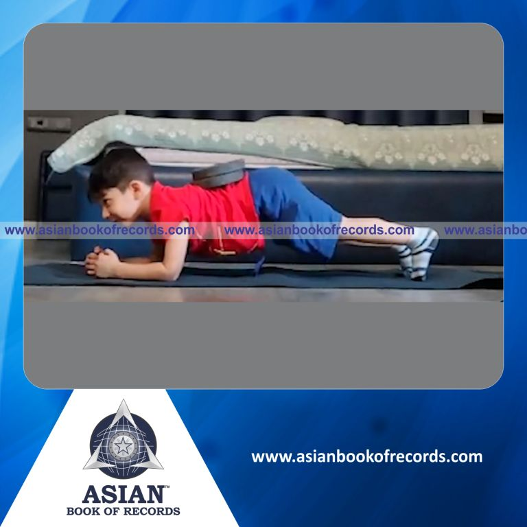 Longest Time to Hold an Abdominal Plank with the Heaviest Weight on Back by a Preschooler