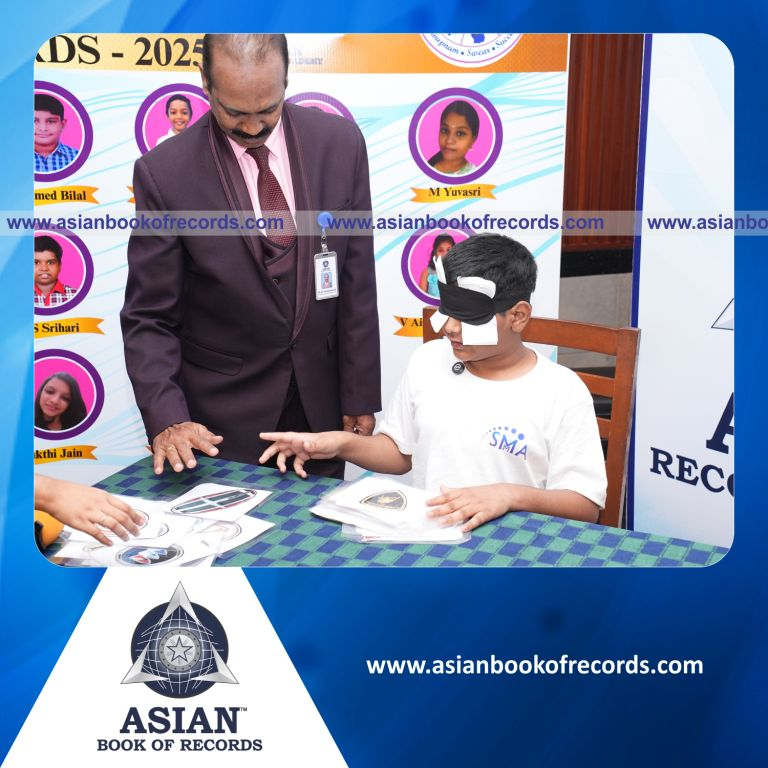 Highest Number of Car Logos Identified in One Minute while Blindfolded by an Individual (Minor-Male)