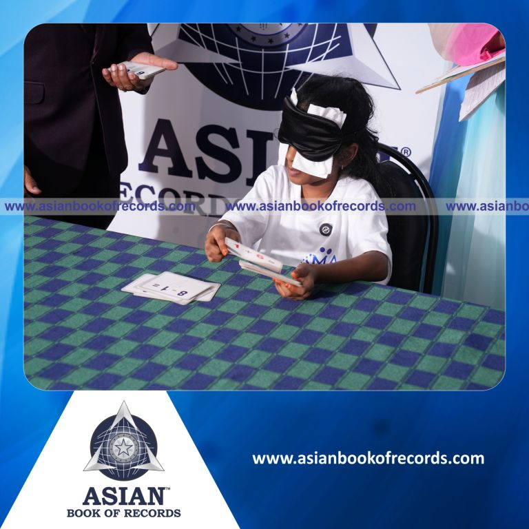 Highest Number of Single-Digit Addition and Subtraction Mental Arithmetic Problems Solved Orally Using Flashcards while Blindfolded in 4 Minutes by an