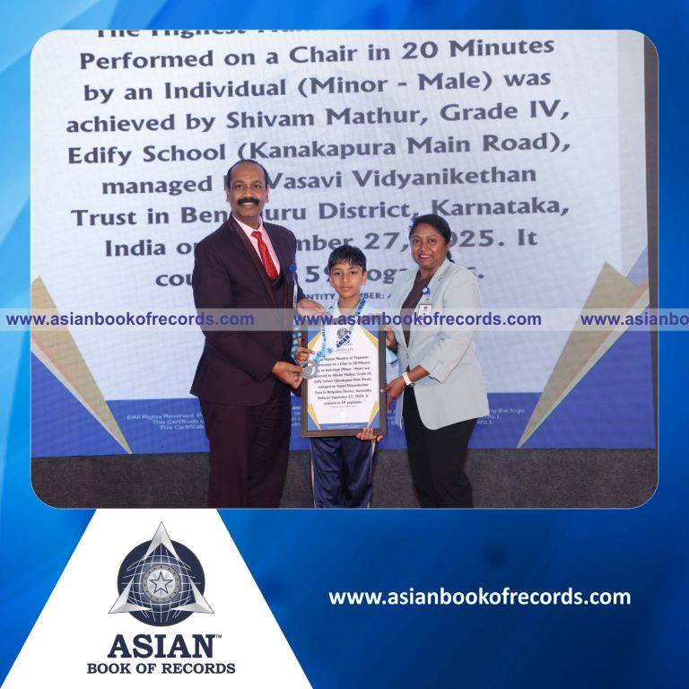Highest Number of Yogasanas Performed on a Chair in 20 Minutes by an Individual (Minor - Male)