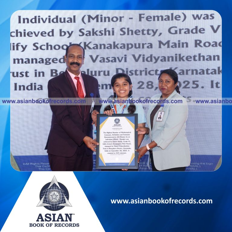 Highest Number of Mathematical Concepts, Definition and Formulae Demonstrated in 30 Minutes by an Individual (Minor - Female)