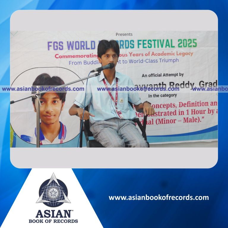 Highest Number of Science Concepts, Definition and Formulae Demonstrated in 1 Hour by an Individual (Minor - Male)