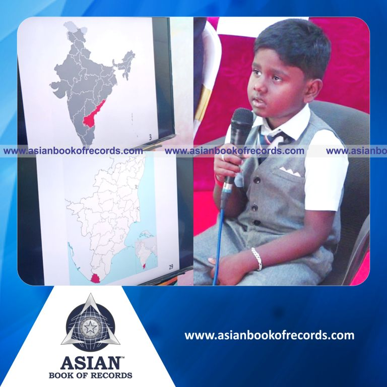Highest Number of Continents, Countries, States, Provinces and Districts Identified Using Political Maps in 5 Minutes by a Pre-Schooler